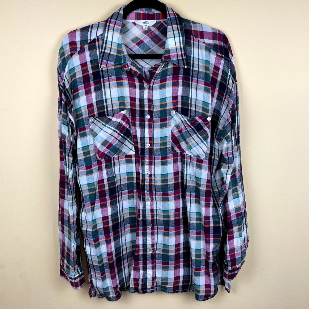 Entro Maroon Mother of Pearls Button Down Short M